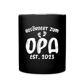 Befördert zum Opa 2023 Werdender Opa - Tasse einfarbig - Schwarz - Vorne