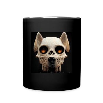 Hund Hündin Schädel Totenkopf Skull - Tasse einfarbig - Schwarz - Vorne