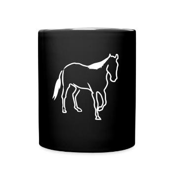Oneline Horse 2 white - Full Colour Mug - black - Front