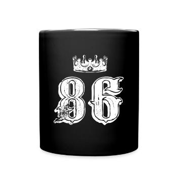 86 Zahl Krone - Tasse einfarbig - Schwarz - Vorne