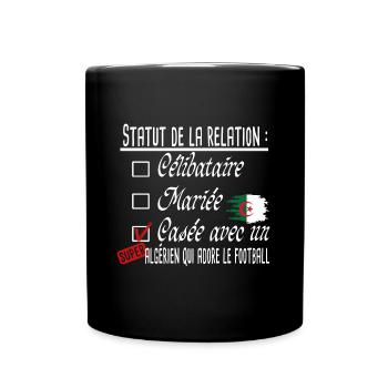 Algérien Football Couple Femme Cadeau Humour Girly - Mug uni - noir - Devant