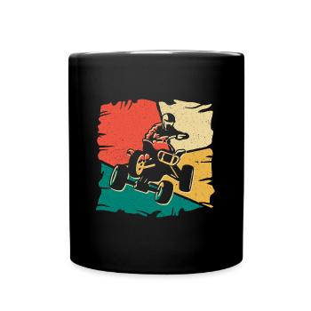 Quad Biker Retro Offroad Quad Driver ATV - Full Colour Mug - black - Front