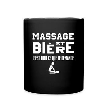 Massage et bière c'est tout ce que je demande - Mug uni - noir - Devant