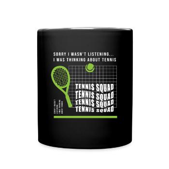 Nachdenken über Tennisballsport - Tasse einfarbig - Schwarz - Vorne