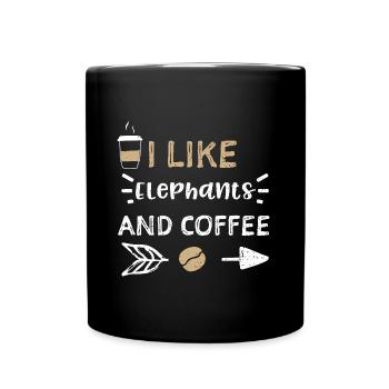 J’aime les éléphants et le café - Mug uni - noir - Devant
