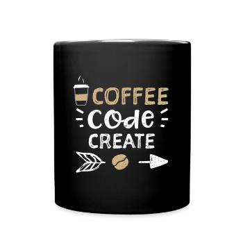 Coffee Code Create - Coffee - Tasse einfarbig - Schwarz - Vorne