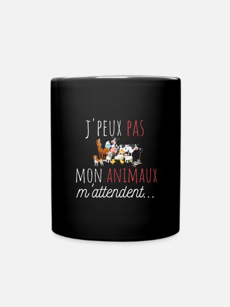 j'peux pas mes animaux m'attendent cadeau humour - Mug uni - noir