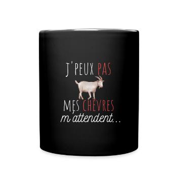 j'peux pas mes chèvres m'attendent cadeau humour - Mug uni - noir - Devant