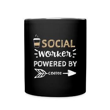 Travailleur social alimenté par le café - Mug uni - noir - Devant