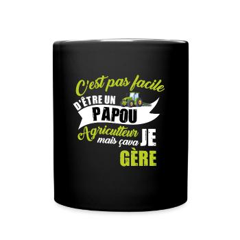 Papou agriculteur t-shirt humoristique tracteur - Mug uni - noir - Devant