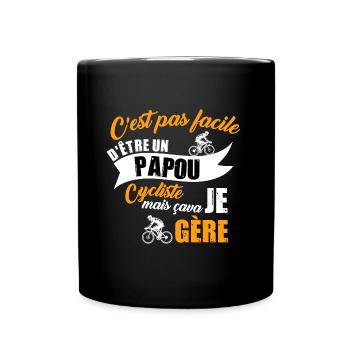 Papou cycliste t-shirt papy vélo humoristique - Mug uni - noir - Devant