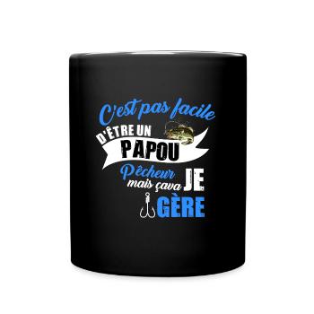 Papou pêcheur t-shirt retraité pêche humoristique - Mug uni - noir - Devant
