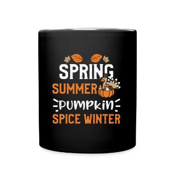 Spring Summer Pumpkin Spice Winter - Full Colour Mug - black - Front