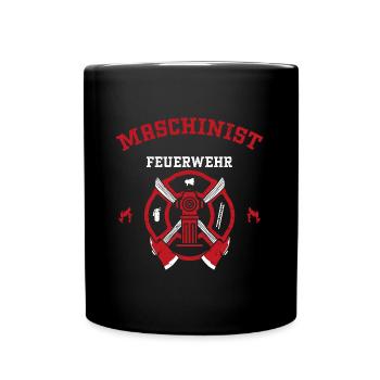 Maschinist Feuerwehr - Firefighter - Tasse einfarbig - Schwarz - Vorne