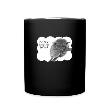 Maki, Tarsier, Koboldmaki, lustiger Spruch - Tasse einfarbig - Schwarz - Vorne