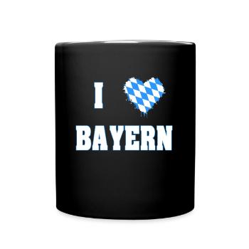 I love Bayer, Herz, Geschenk, Bavaria - Tasse einfarbig - Schwarz - Vorne