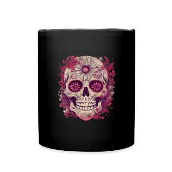 Totenkopf Dia De Los Muertos - Tasse einfarbig - Schwarz - Vorne
