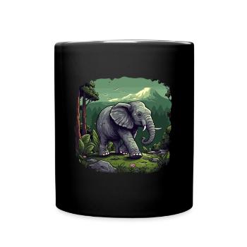 Eléphant Afrique Asie Animal Bébé éléphant - Mug uni - noir - Devant