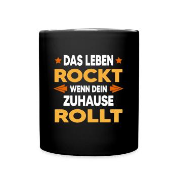 Wohnmobil camper Stellplatz WoMo outdoor mobil - Tasse einfarbig - Schwarz - Vorne
