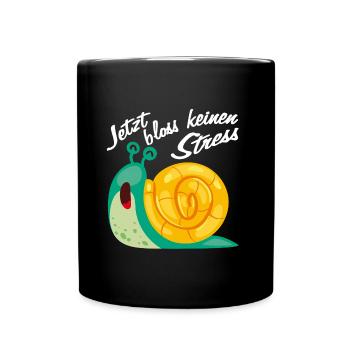 Bloss keinen Stress keine Eile lustige Schnecke - Tasse einfarbig - Schwarz - Vorne
