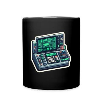 Retro Computer Console Neon - Tasse einfarbig - Schwarz - Vorne