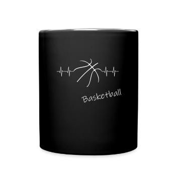 Basketball Herzschlag heartbeat Streetball - Tasse einfarbig - Schwarz - Vorne