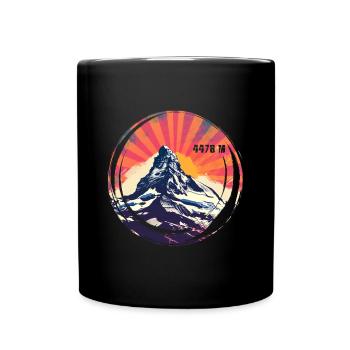 Matterhorn Höhe Wandern Zermatt Andenken Geschenk - Tasse einfarbig - Schwarz - Vorne