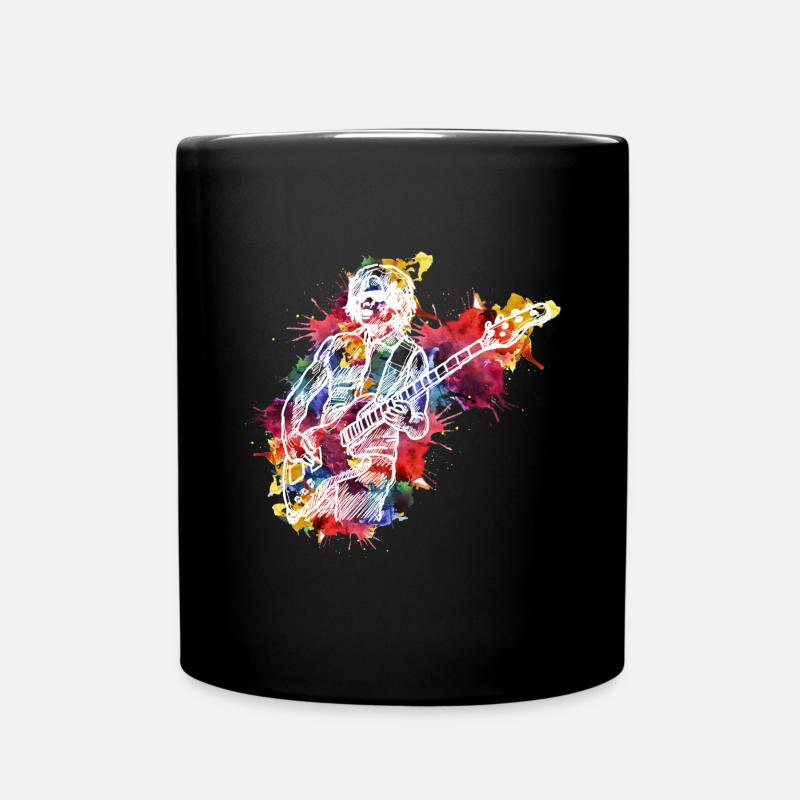 Conception aquarelle d'amateur de guitare pour les guitaristes - Mug uni - noir