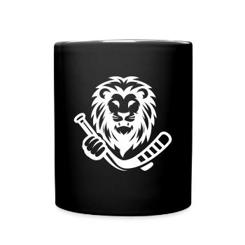 Löwe Wildkatze Eishockey Silhouette Minimalist - Tasse einfarbig - Schwarz - Vorne