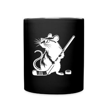 Maus Ratte Eishockeyspieler Silhouette Minimalisti - Tasse einfarbig - Schwarz - Vorne