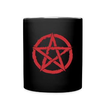Pentagram für Atheisten und Satanisten oder Goths - Tasse einfarbig - Schwarz - Vorne