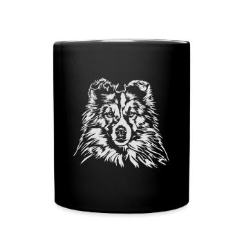 SHETLAND SHEEPDOG SHELTIE Wilsigns Hunde Hund - Tasse einfarbig - Schwarz - Vorne