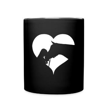 coeur fille avec cheval - Mug uni - noir - Devant