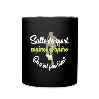 Salle de sport, copines et apéro - Mug uni - noir - Devant