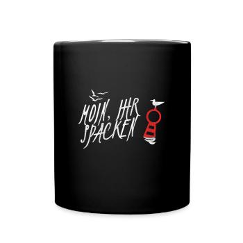Plattdeutsch Spruch Moin ihr Spacken Norden Boje - Tasse einfarbig - Schwarz - Vorne