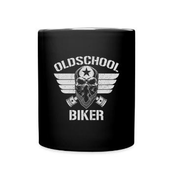 Old School Biker Bandana I Motorcycle Bike Skull - Full Colour Mug - black - Front