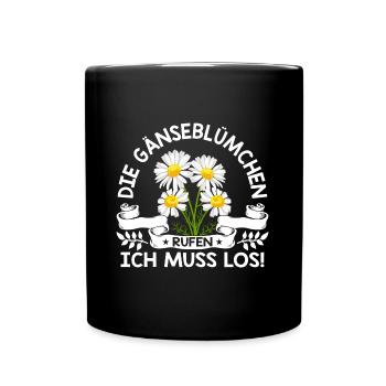Gänseblümchen rufen Maßliebchen Blume - Tasse einfarbig - Schwarz - Vorne