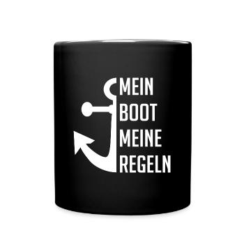 Mein Boot Meine Regeln - Tasse einfarbig - Schwarz - Vorne