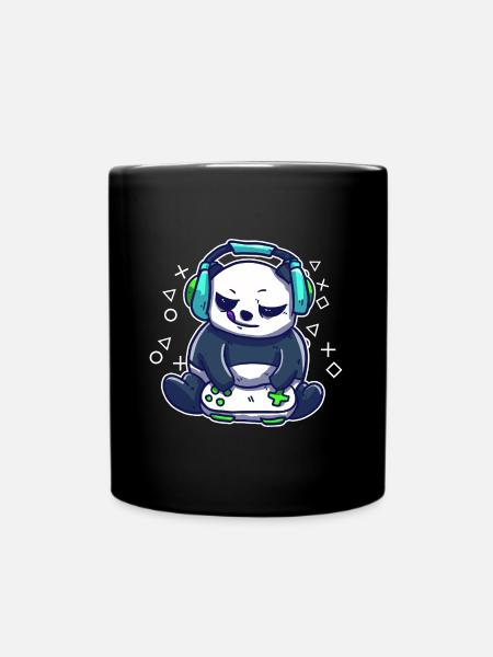 Zocker Gaming Panda spielt PC Games Videospiele - Tasse einfarbig - Schwarz
