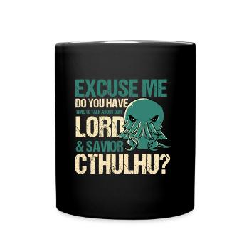 Herr & Retter Cthulhu Kawaii Religion Parodie - Tasse einfarbig - Schwarz - Vorne