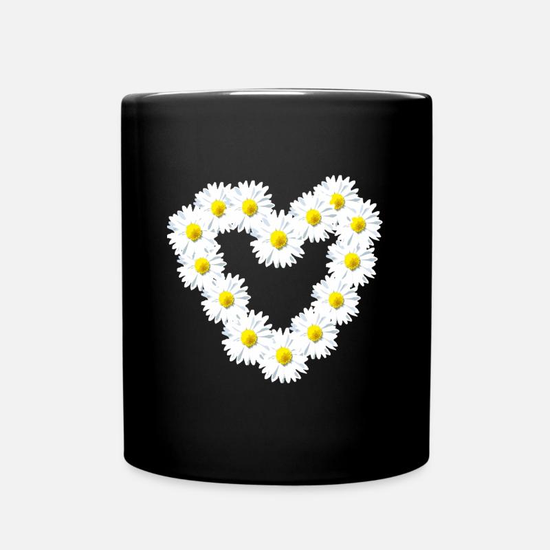 Herz Gänseblume Gänseblümchen Herzlich - Tasse einfarbig - Schwarz