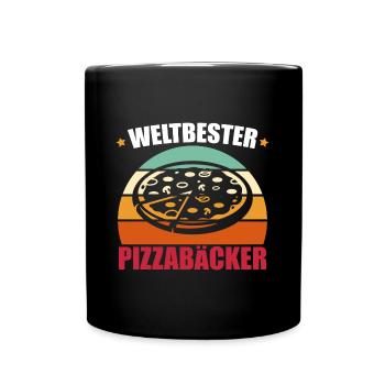 Weltbester Pizzabäcker - Tasse einfarbig - Schwarz - Vorne
