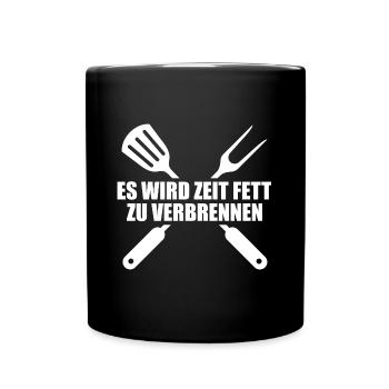Fett verbrennen Grill Zubehör Grillsaison - Tasse einfarbig - Schwarz - Vorne