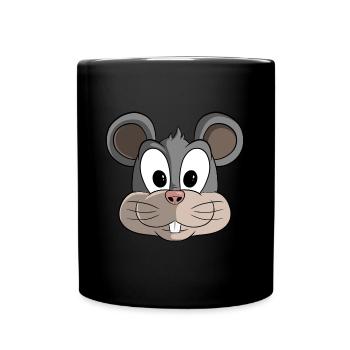 Cute Cartoon Mouse - Full Colour Mug - black - Front