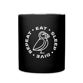 Eat Sleep Puffin Papageitaucher Papageientaucher - Tasse einfarbig - Schwarz - Vorne
