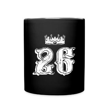 26 Zahl Krone - Tasse einfarbig - Schwarz - Vorne