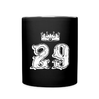 29 Zahl Krone - Tasse einfarbig - Schwarz - Vorne