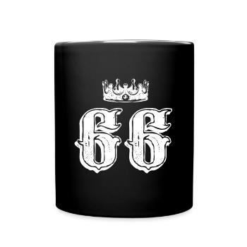 66 Zahl Krone - Tasse einfarbig - Schwarz - Vorne