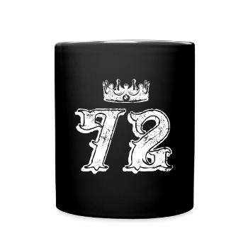 72 Zahl Krone - Tasse einfarbig - Schwarz - Vorne