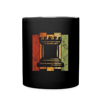 Retro Schachfigur Schachspieler Schachmatt Schach - Tasse einfarbig - Schwarz - Vorne
